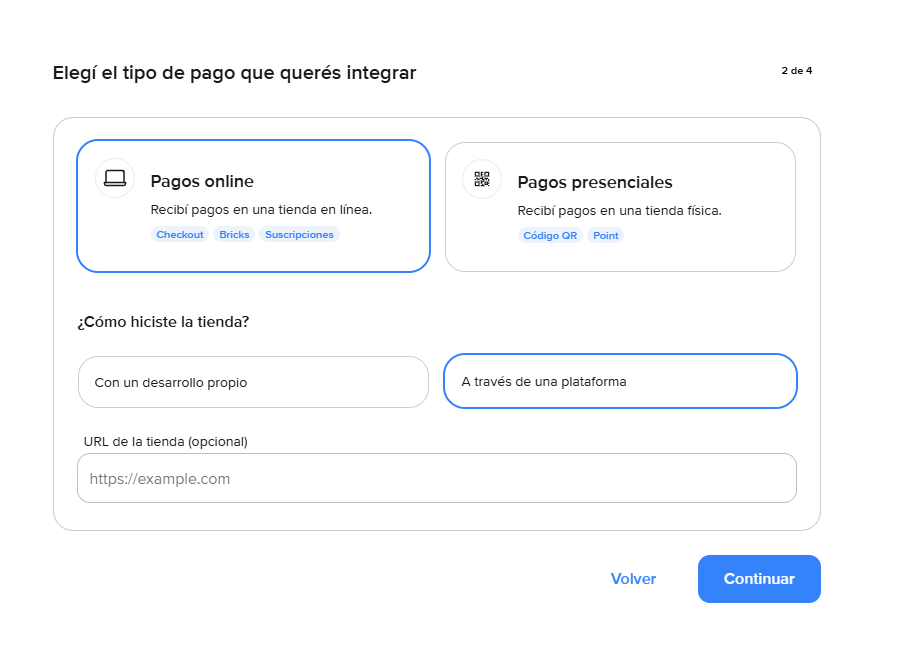Paso 2: pagos online, a través de una plataforma