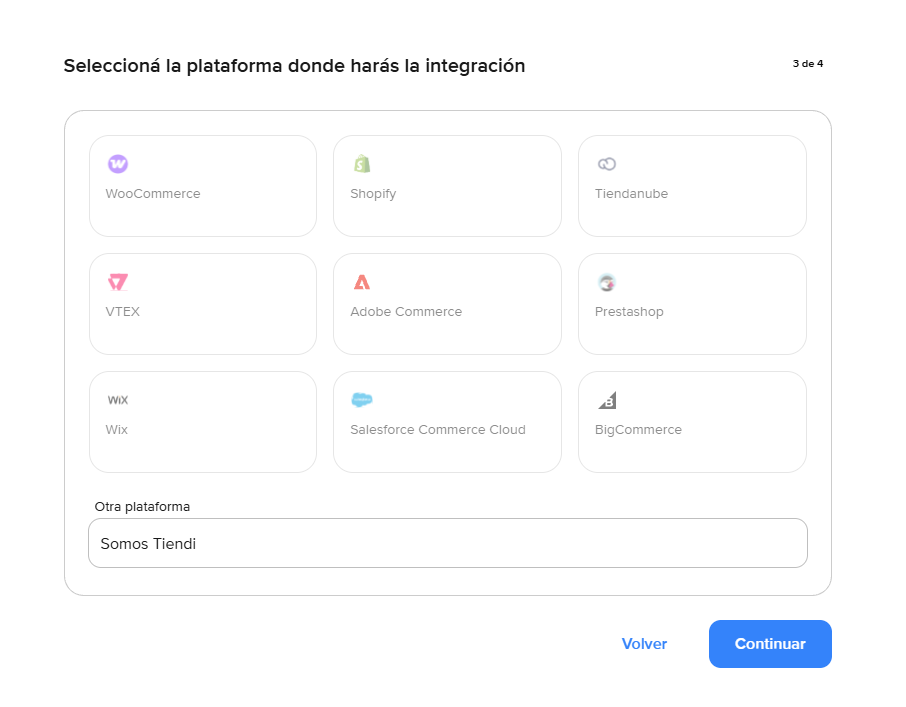 Paso 3: Somos Tiendi va en Otra plataforma