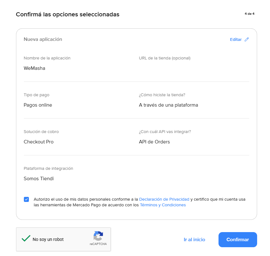 Paso 4: el resumen antes de confirmar