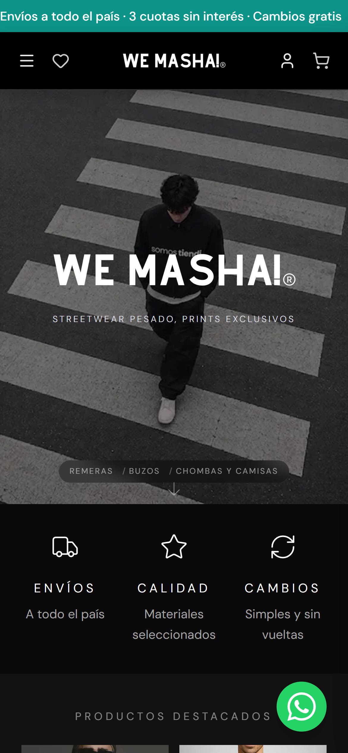 La misma tienda en el celular