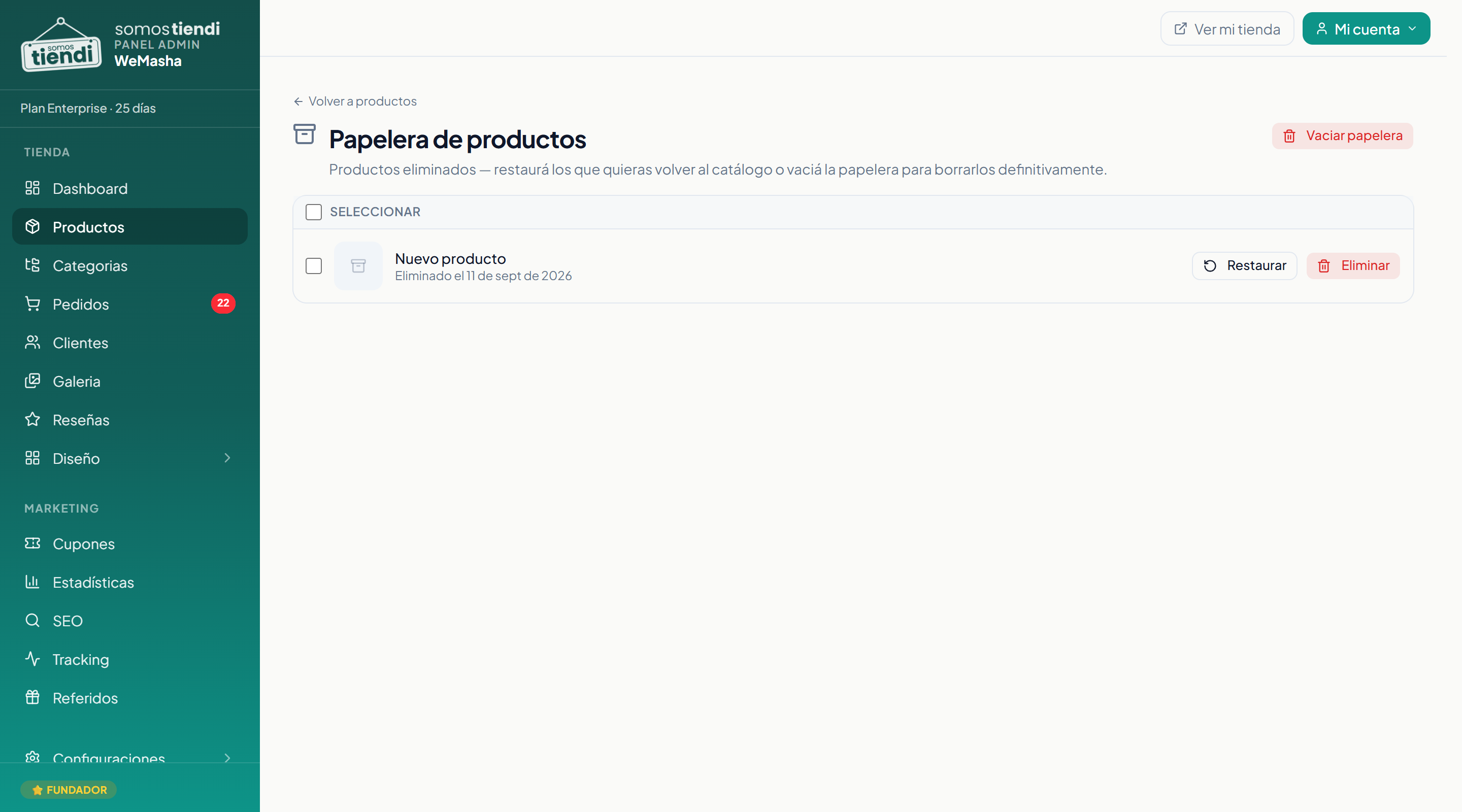 La papelera de productos