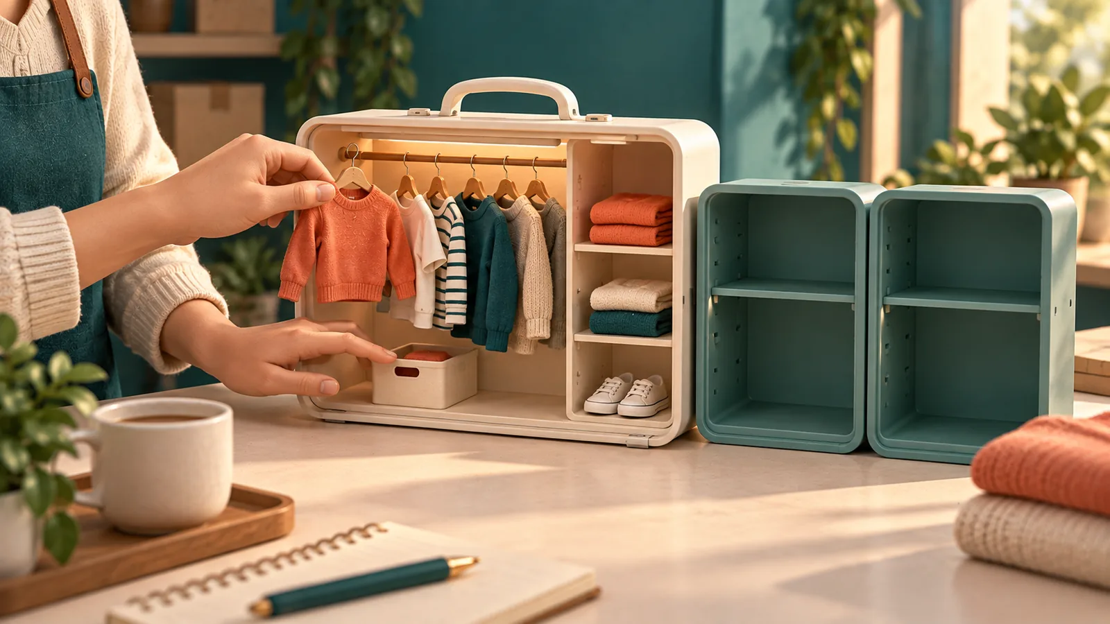 Una colección de ropa cabe en un módulo inicial con espacio preparado para ampliarse