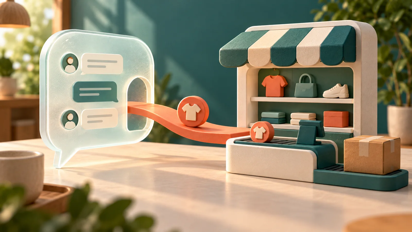 Un producto pasa de una conversación digital a una tienda con checkout y envío